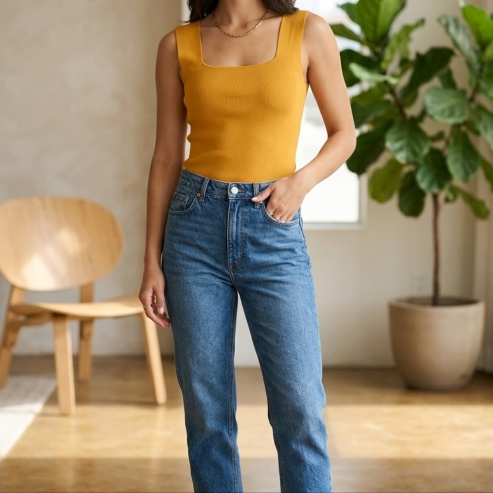 Tiffany & Tomato | Square Neck Tank Top Size S In Orange